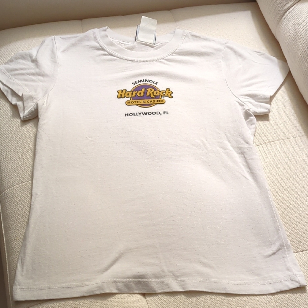 Hard Rock Cafe White T-Shirt with Gold Logo